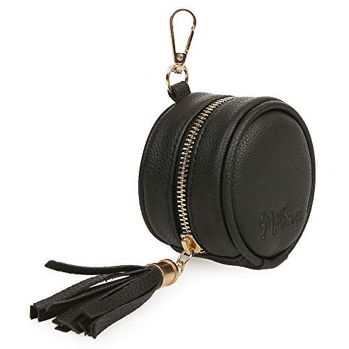 Motheric Vegan Leather Black Pacifier Holder Pouch For Diaper Bag With Clips For Boys And Girls- Key Pod - Paci Keeper Case - Keychain Pod For Diaper Bag - Pacifiar Teething Storage Container #TOP21