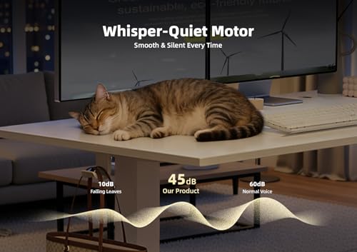 Image of Claiks Electric Standing Desk, Adjustable Height Stand up Desk, 48x24 Inches Sit Stand Home Office Desk with Splice Board, White Frame /Cold White Top