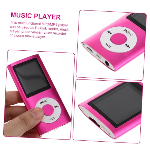 KOMBIUDA Portable Music Player with Screen USB Port Photo Viewer E-Book Reader and Hour Battery Life Compact Pink Digital Video Player for Travel and Daily Use