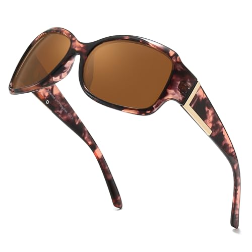 LVIOE Polarized Sunglasses for Women Fashionable Wrap Around Sunglasses with UV400 Protection LS6202