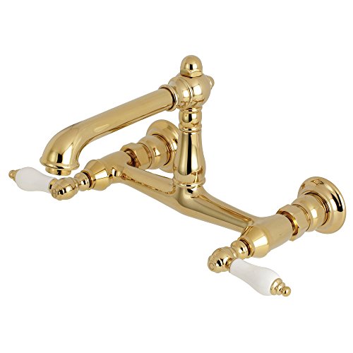 Kingston Brass KS7242PL English Country Bathroom Faucet, 6-5/8" in Spout Reach, Polished Brass