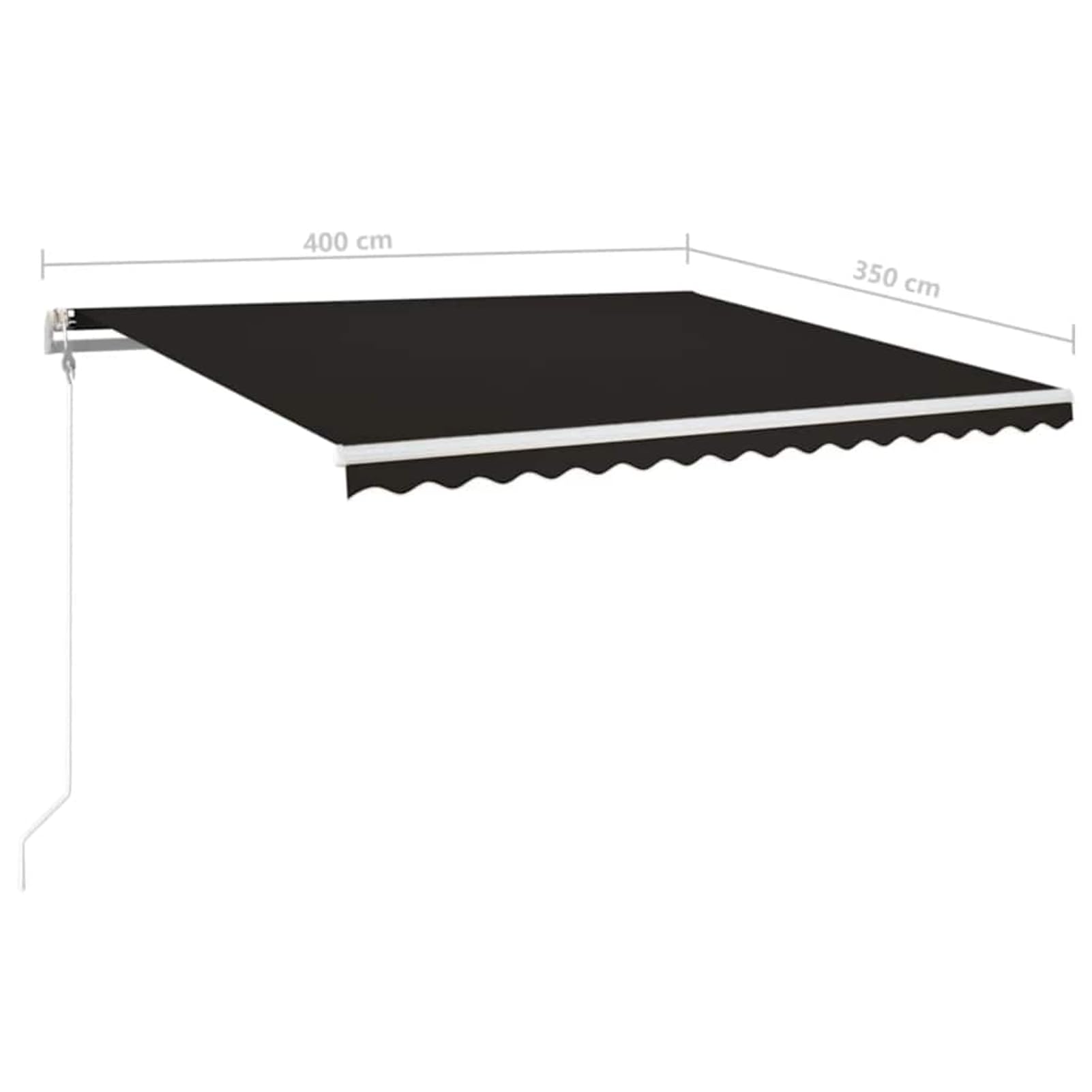 Tenda da sole con sensore automatico del vento e luci a LED, 400 x 350 cm, tessuto in poliestere con rivestimento in poliuretano, tenda da sole con braccio articolato per terrazza