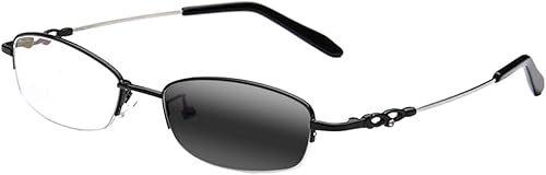 Miniatura 8 de Gafas de lectura fotocromáticas de titanio flexible grabado con medio marco para mujer UV 400