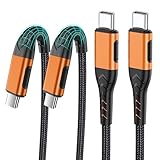 Durcord USB C to USB C Cable, 2Pack 100W 10ft USB C Charger Cable Fast Charging for Android/Phone/Pad, Type C to Type C Charger Braided USB Cable Compatible with Phone 16/15 Pro Plus Max Orange