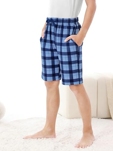 Image of Cooraby 2 Pack Boys Pajamas Shorts with Drawstring Pockets Teens Pull-on Pajamas Shorts Sport Casual Shorts for Youth
