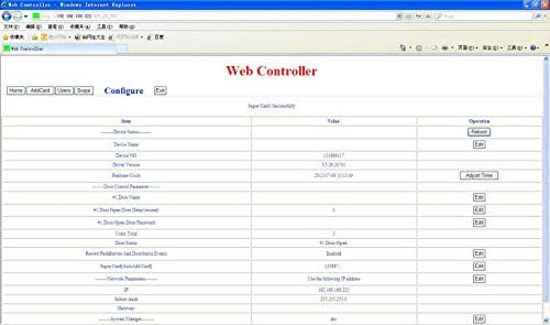 Screenshot of a web-based interface for 'Web Controller' showing configuration settings.