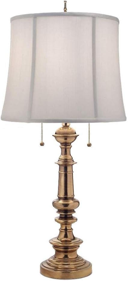 Stiffel 32 Inch High Burnished Brass Double Pull Chain Table Lamp