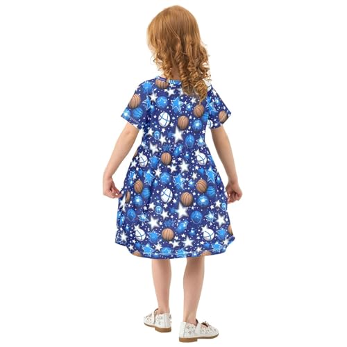 Toddler Girls' Dresses Basketball Pentagram Short Sleeve Sundress 208489883