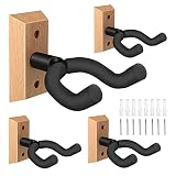 DOMMI Guitar Wall Mount 4 Pack, Guitar Hanger with Rotatable Soft Hook for All Size Guitars, Hardwoo