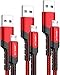 Micro USB Charger Cable, JSAUX (3-Pack 3.3ft+6.6ft+10ft) Android Charger Micro USB to USB A Nylon Braided Cord Compatible with Samsung Galaxy S6 S7 Edge Note 5, Kindle and More-Red