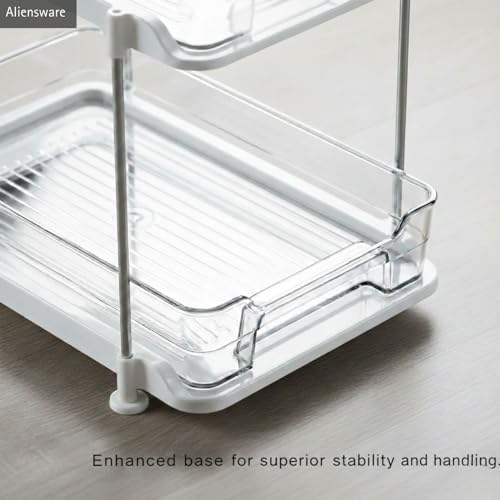 Image of Aliensware 3 Tier Cosmetics Drawer Organizer, Vanity Countertop Storage Container, Sink Organiser, Bathroom Medicine Cabinets, Plastic Drawers for Lipsticks, Nail Polishes,Dressing Table,Perfume-Clear