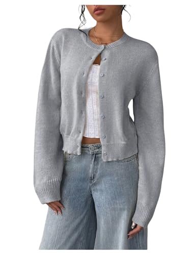 Image of SOLY HUX Women's Button Down Cropped Lightweight Cardigan Sweater Cute Fall Fashion 2026