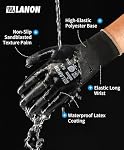 LANON Waterproof Gardening Gloves for Women & Men, 2 Pairs Pack Work Gloves with Double Rubber Coated, for Construction, Mechanic,Car & Fish Cleaning, Non-Slip Grip, Blue & Black,Small