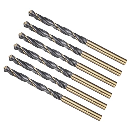 METALLIXITY Brocas (5mm) 6pcs, Acero de Alta Velocidad 4341 Vástago Recto 118° Acabado Negro y Dorado para Cobre Aluminio Madera Plástico Metal de Dureza Media