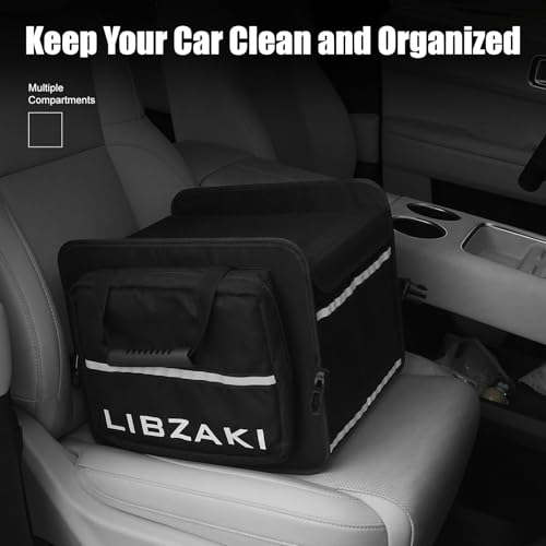 Image of LIBZAKI Car Trunk Storage Organizer, Collapsible Trunk Storage Box for Car Truck SUV-Black