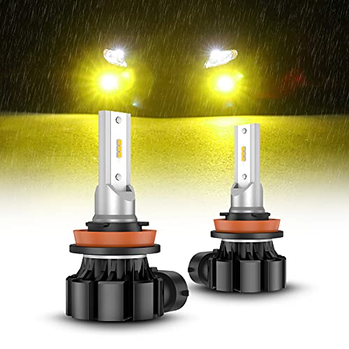 SEALIGHT H11 LED Fog Light Bulbs, 3000K Yellow 4000 Lumens 11W High Power,H11 H8 H16 LED Fog Light DRL Bulbs Replacement For Cars,Trucks(Pack of 2)