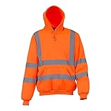 Warnjacke Herren Hoodie Sweatjacke Herren Pullover mit Kapuzen Langarmshirt Sweatshirt Arbeitsjacke Warnjacke Softshell Herren Orange mit Reißverschluss Herbsthoodie Sportjacke Leicht