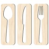 ULTECHNOVO Letreros Decorativos para Pared de Cocina de Madera de Tilo 5 Mm, Diseño Rústico Textura de Madera de Arce, Tamaño M, Juego de 3 Piezas para Decoración de Comedor y Restaurante