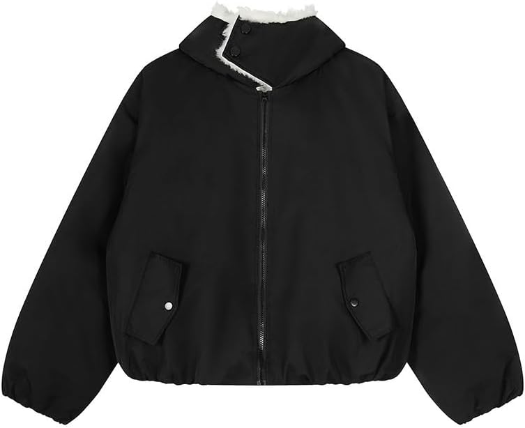 Retro Lambskin Hooded Cotton Padded Jacket for Women Thick Warm Winter Coat