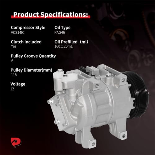 Image of PHOBOOS A /C compressor with Clutch Compatible with Nissan Altima
