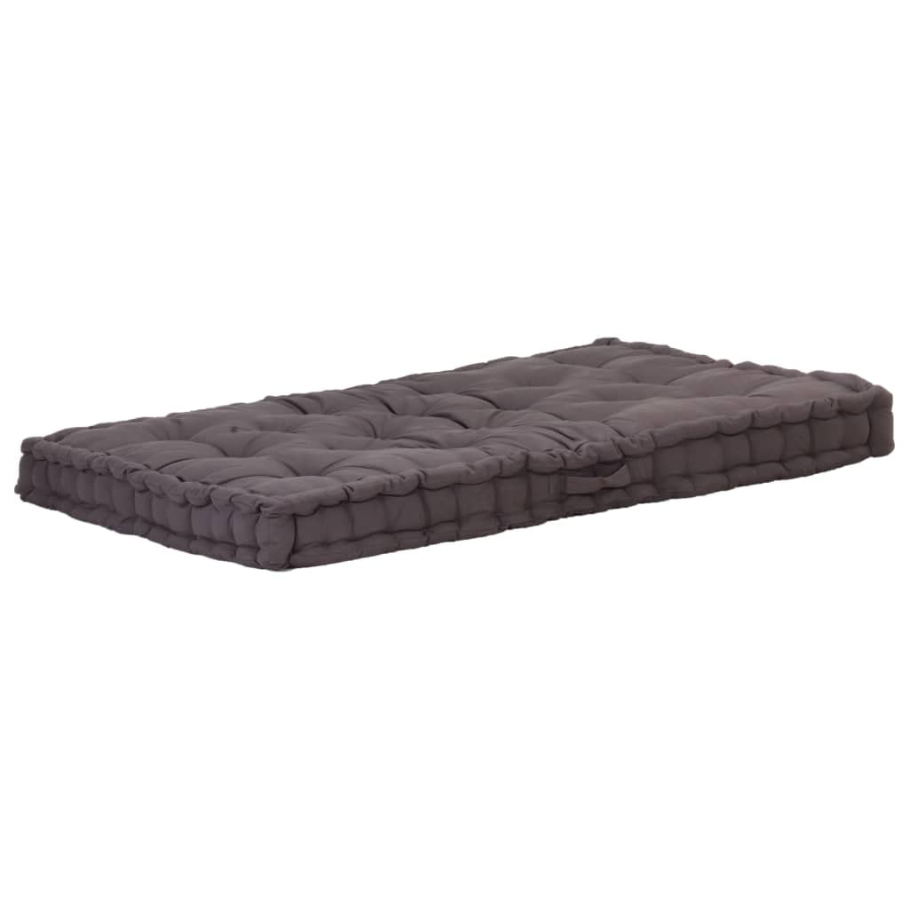 Cuscino per Pallet e Pavimento in Cotone 120x80x10 cm Antracite, Morbido e Confortevole con Rivestimento in Tessuto di Cotone e Imbottitura Spessa, Design Universale