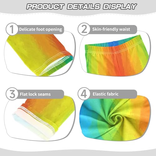 Girls' Leggings Ankle Length Printed Leggings Rainbow Bright Color Soft Comfortable Pants for Kids 4-10 Years4