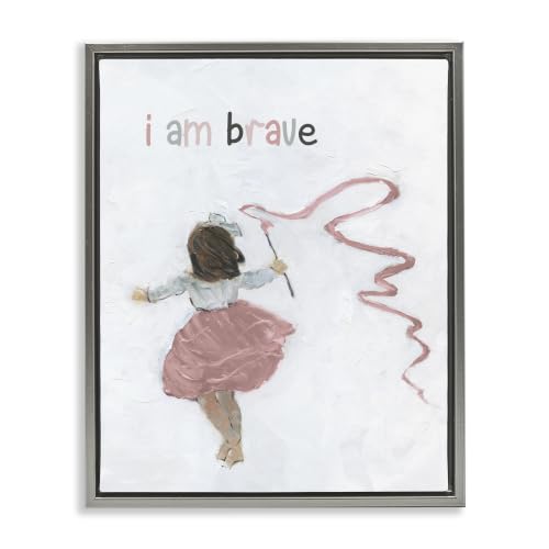 Brave Child Running Playing Painting, 16 x 20 Inch Canvas in Floater Frame