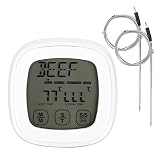 Arythia Digitales Fleischthermometer, Touch Screen Bratthermometer mit 2 Sonden, Backthermometer Digital für Grill, Koch Thermometer mit Timer, Temperaturmessgerät Küche