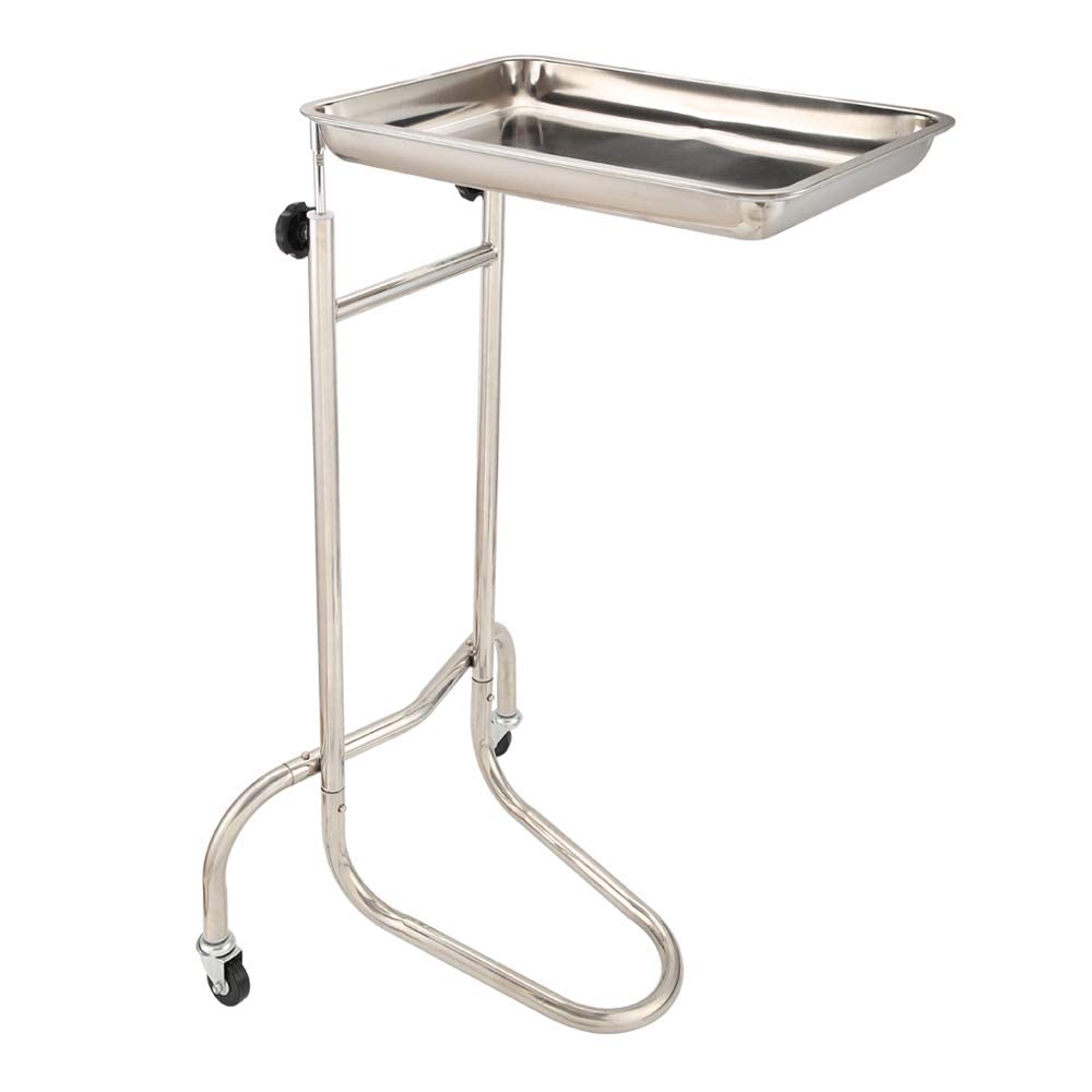 Carrello da salone, vassoi medici, realizzato in acciaio inossidabile di alta qualità, l'altezza del carrello è regolabile nell'intervallo da 86 cm a 143 cm. Le dimensioni del vassoio sono: 49
