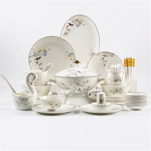 Domowa zastawa stołowa z porcelany kostnej, z miską/naczyniem/garnkiem do zupy/łyżką | zestawy obiadowe z porcelany kostnej wzór porcelanowy zestaw kombinowany
