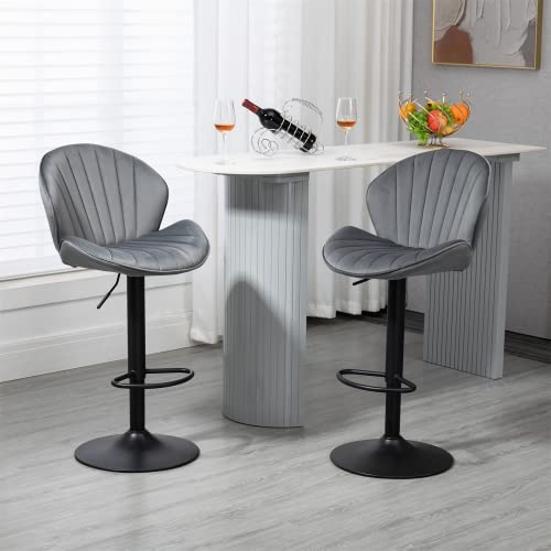 I-Pook Bar Stools Set Of 2 Swivel Adjustable Barstools With Back And Footrest Modern Counter Height Bar Chairs Lift Stools For Kitchen Bistro Pub Dining Room, Gray #TOP4