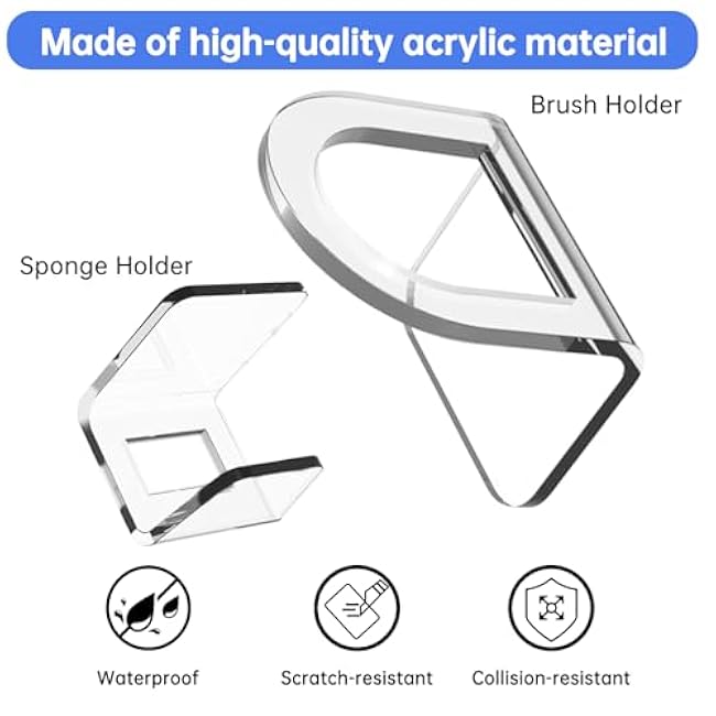 Dish Brush Holder and Sponge Holder Set, Compatible with OXO Dish Brush, Dish Wand Holder, Sink Brush Holder, Sponge and Brush Holder for Kitchen Sink, Sink Holder for Brush and Sponge, Clear Acrylic