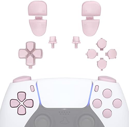 eXtremeRate Replacement D-pad R1 L1 R2 L2 Triggers Share Options Face Buttons, Cherry Blossoms Pink Full Set Buttons Compatible with ps5 Controller BDM-030 BDM-040 BDM-050 - Controller NOT Included
