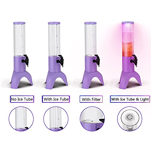 Beer Tower Dispenser Torre de cerveja com torneira, tubo de gelo e luzes LED, dispensador de bebidas