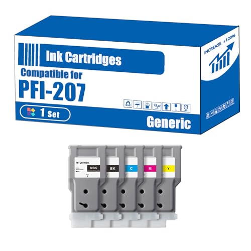 Compatible for Canon PFI-207 Ink Cartridge imagePROGRAF 780MFP M40 780 685 680 785 785 MFP M40 Printers, High Yield 6500 Pages, Accurate Imaging Rich Colors (1 Set)