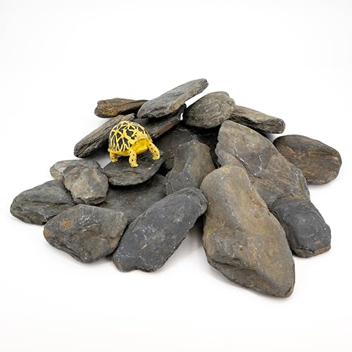 KINGRUI Aquarium Stone, Stream Turtle Platform, Natural Slate, 3-9 inches, Perfect for Aquarium Decoration and Amphibian Habitat (20lb)