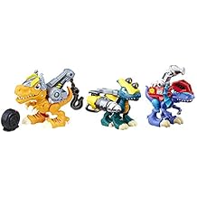 Chomp Squad Playskool Dino Bundle, Dinosaur Toy 3-Pack with Backsplash, Tow Zone and Drill Bite Dinosaur Figures for Kids 3 Years and Up