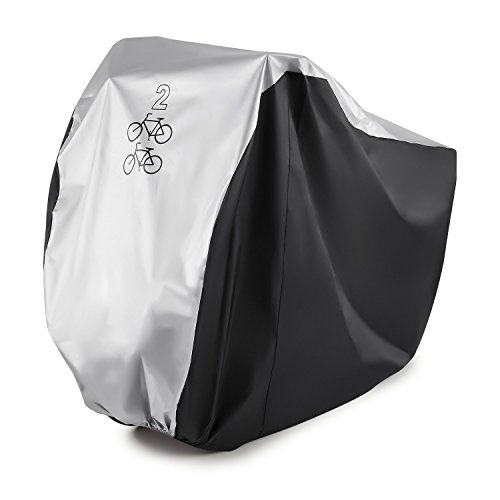 GoFriend Bike Cover for 2 Bikes 190T Nylon Waterproof Bike Cover Double 2 Bicycle Cycle Scooter Rain and Dust Resistant UV Protection Ideal for Mountain Road, Electric and Cruiser Bikes