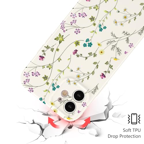 Image of RALEAVO Floral Case for iPhone 12,Cute Flowers Pattern Case,Beige | for iPhone 12 Case with Cute Flower Branch Pattern Design,Pretty Case for Girls Women,Soft Silicone Shockproof Cover