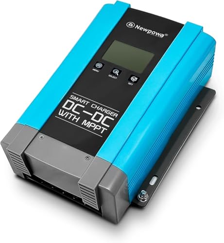 Newpowa 12V 50A On-Board DC to DC Battery Charger with MPPT - Safe and Compatible with AGM Gel Flooded and Lithium Batteries Multi-Stage Charging Works with Solar Panels and Alternators
