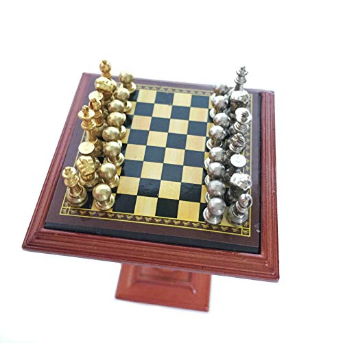 Miniature Chess Set And Table Magnet Chess Pieces 1:12 Dollhouse Accessories #TOP1