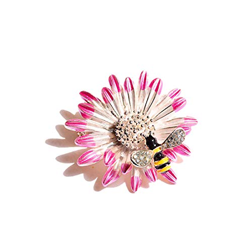 Broche émail Marguerite Fleur Abeille pour femmes élégante