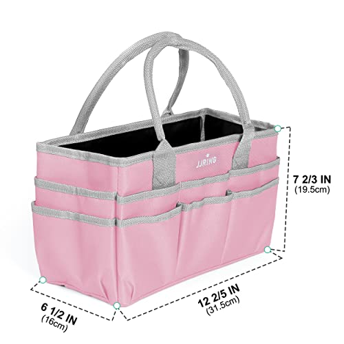 Image of JJRING Craft and Art Tote - 600D Pink Nylon Fabric Art Sewing Organizer Bag with Pockets - for Craft, Scrapbooking, Medical, and Office Supplies Storage