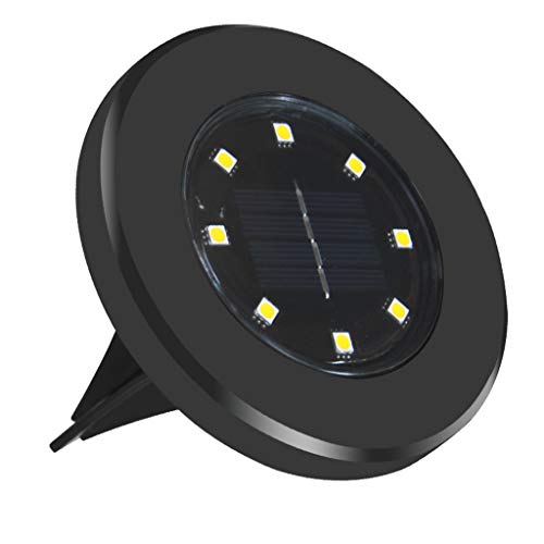 Hukezhu Solar Lawn Light, 8 Super Bright LED Power Buried Light Under Ground,Waterproof Stainless Steel with Light Sensor for Pathway Lawn Yard, Warm Light