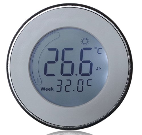 SM-PC® Raumthermostat mit Dreh-/Drück-Bedienung Aufputz + Unterputz Montage Wochenprogramm ALU Silber #a57