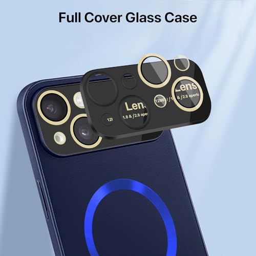 Image of Vaku Luxos Premium Polarized Leather Back Cover for iPhone 15 Plus Texture Full Lens Protection Silicon Case Scratch Resistant Slim Thin Compatible with Mag-Safe - Blue