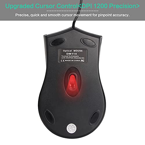 Vcom Wired Usb Mouse With 6-Foot Cord & 1200 Dpi, Right Or Left Hand Use For Work Study Home, 3-Button Ergonomic Optical Mouse Compatible With Pc Laptops Desktop Computer Windows Vista Linux, Black #TOP3