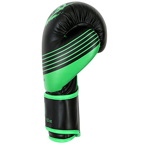 Mma Gel Boxing Gloves Punching Training Bag Mitts Muay Thai Kickboxing Gym Gloves (Green/Black, 12Oz) #TOP3