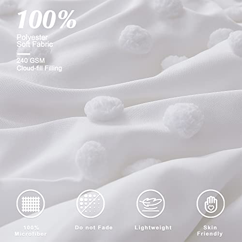 Geniospin White King Size Comforter Set, 8 Pieces Aesthetic Pom Comforter Sets, Bed In A Bag King, All Season Down Alternative Bedding Set, Soft Microfiber Lightweight, Warm And Breathable (102" X90") #TOP5