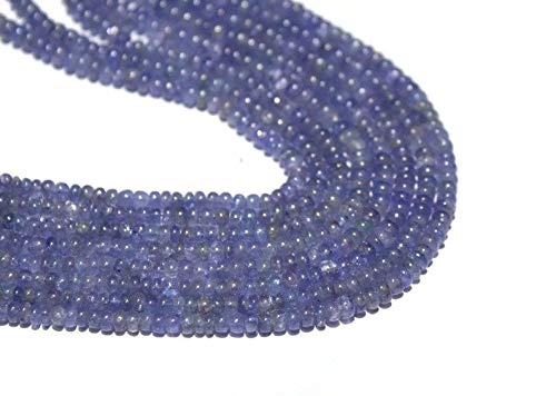Naturalny tanzanit gładkie gładkie koraliki rondelle, naturalne koraliki tanzanitowe, naturalne koraliki z kamieni szlachetnych, rozmiar 3 mm do 5,5 mm 40 cm sznur